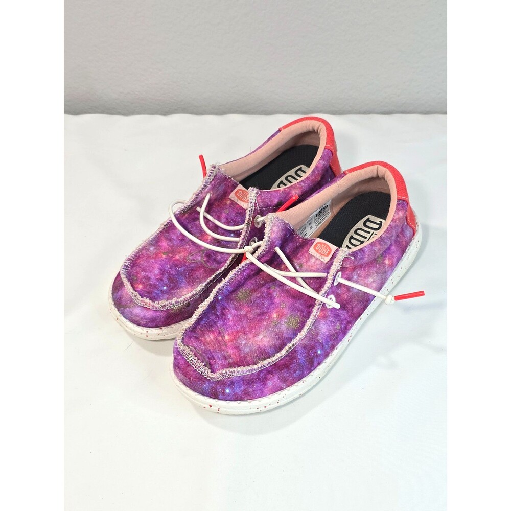 Hey Dude Wally  Shoes Pink Galaxy Print Size 1 Youth Slip-On Causal